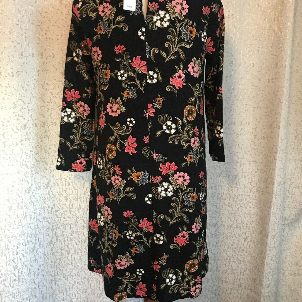Ann Taylor LOFT Black Floral Dress, XS